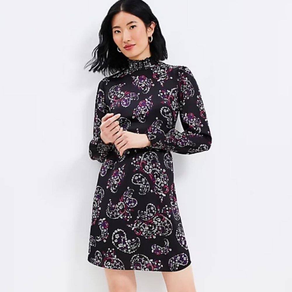 Petite Paisley Smocked Flare Dress